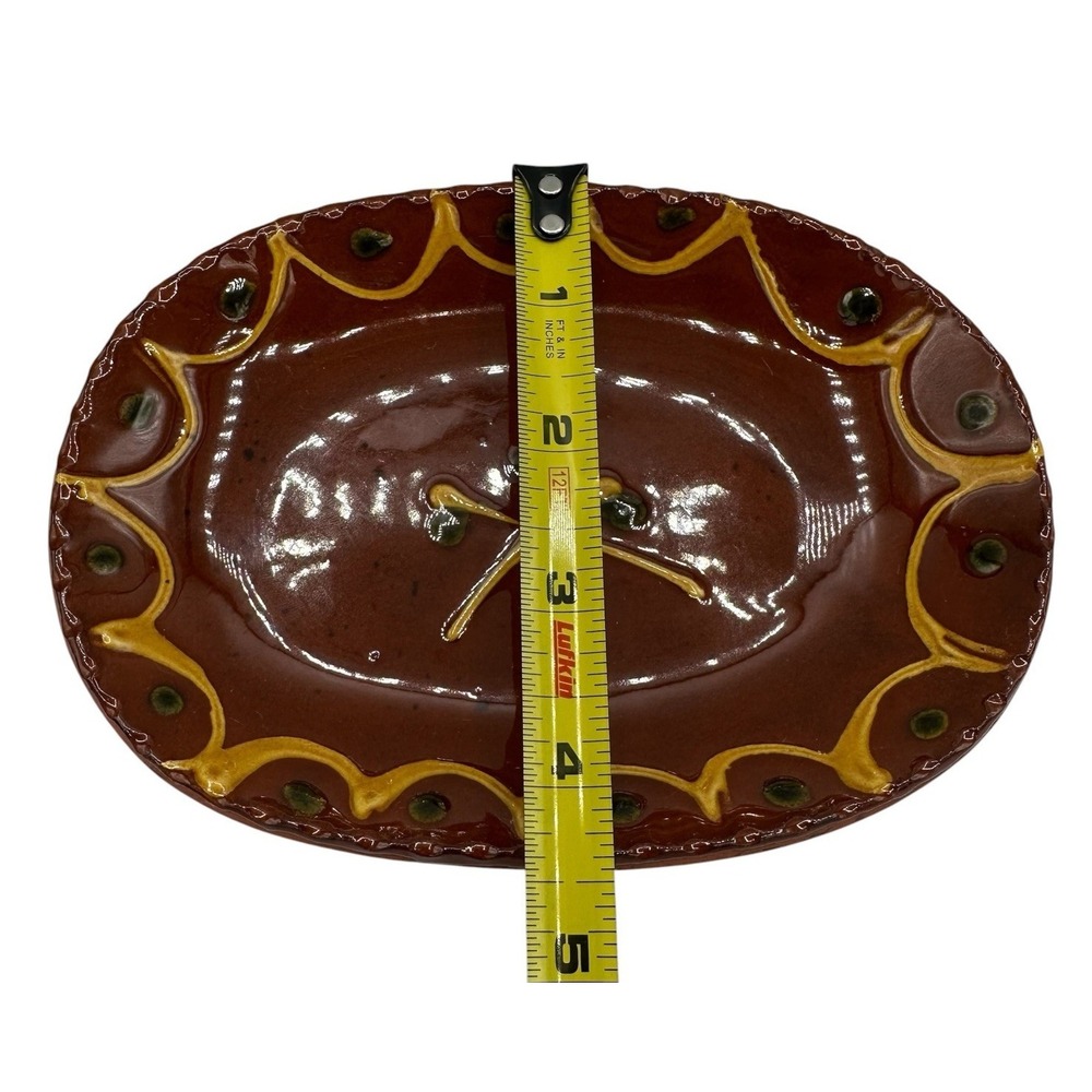 Lester Breininger Redware Pottery Trinket Dish Plate Decorated Signed 1984 Pa - Picture 8 of 9